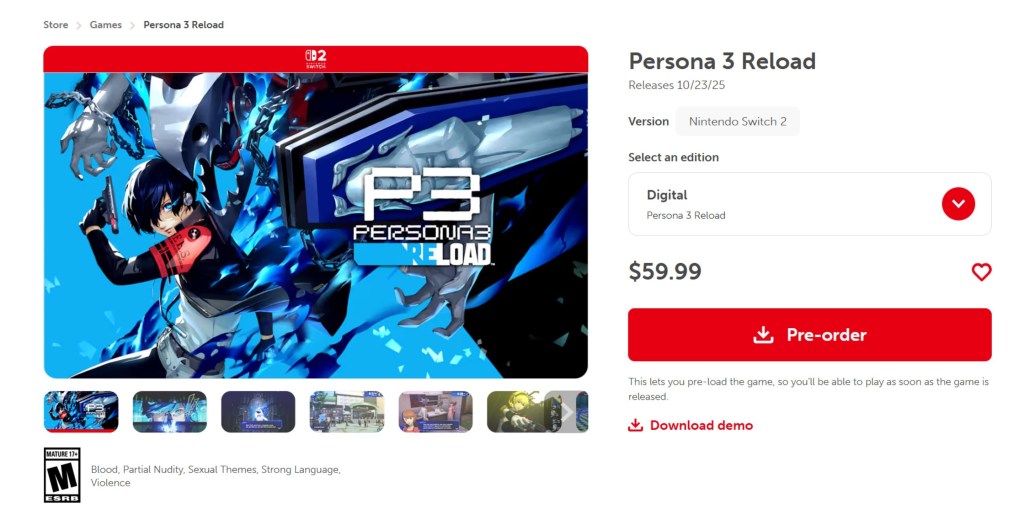 Persona 3 Reload Switch 2 Edition