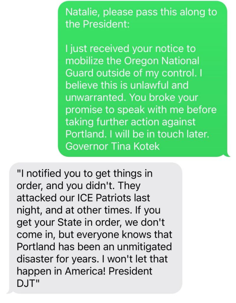 Trump's second exchange with Kotek.