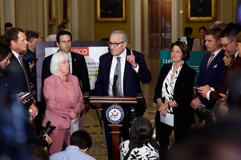 Senate Minority Leader Charles Schumer blasted Republicans for lying about what Democrats have been demanding when it comes to addressing health care costs ahead of the government funding deadline.