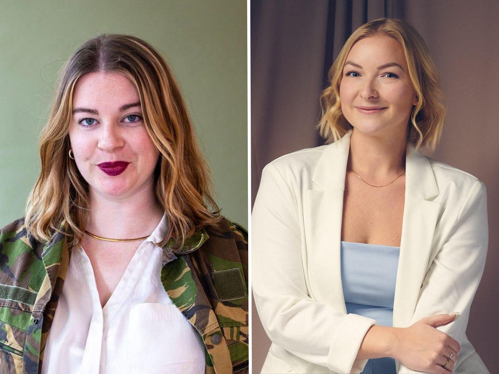 A split image of Tori Dunlap and Mallory Rowan