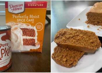 I made pumpkin bread with just 2 ingredients. It reminded me of my favorite Starbucks treat.