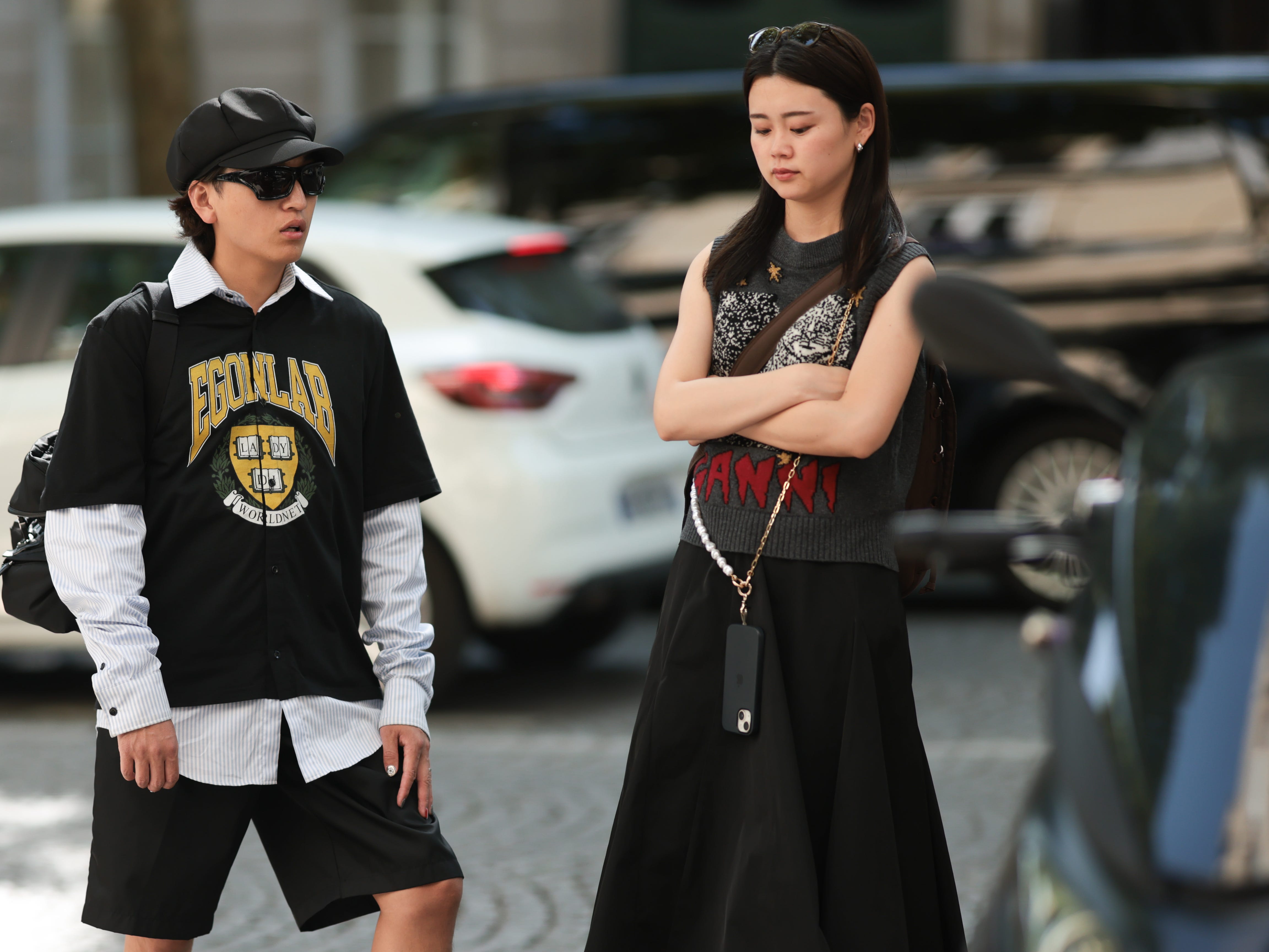 Two people standing