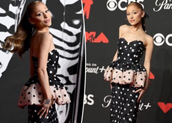Ariana Grande proves the polka dot trend is still going strong on VMAs red carpet