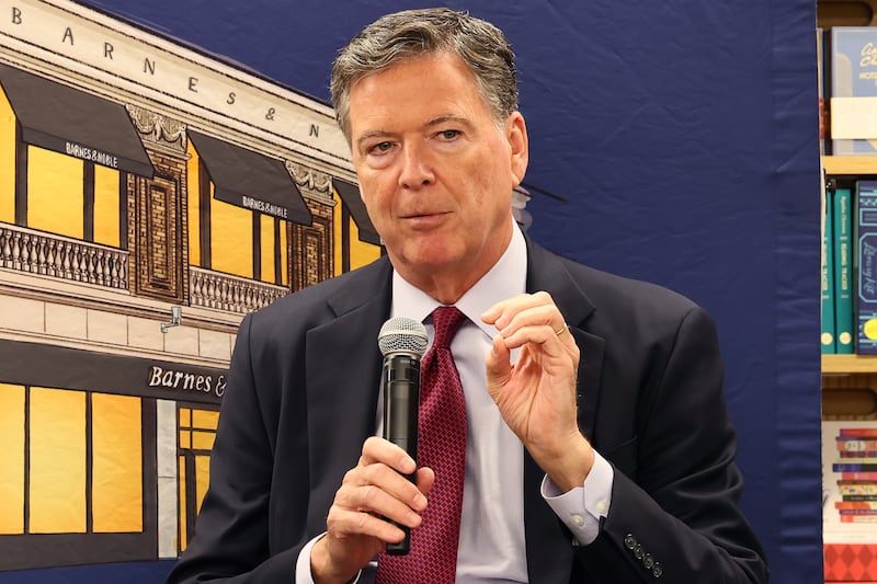 James Comey speaks at the Barnes & Noble Upper West Side on May 19, 2025 in New York City.
