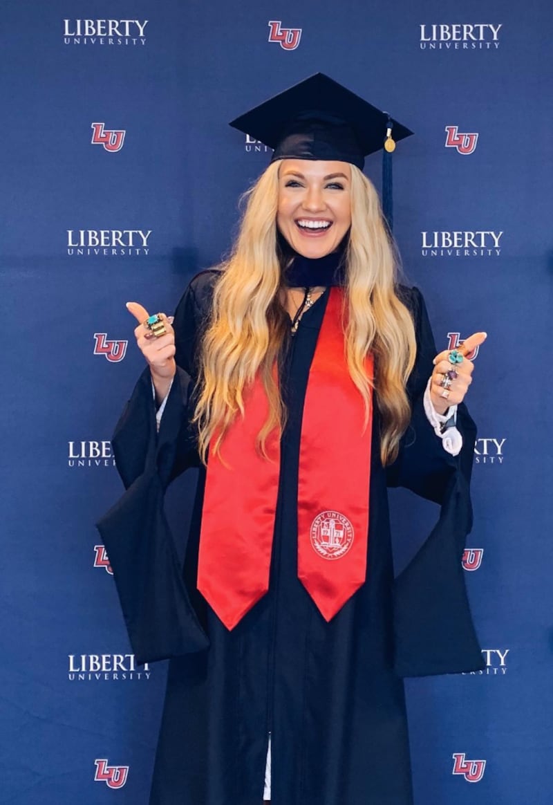 Erika Kirk graduating from Liberty university.