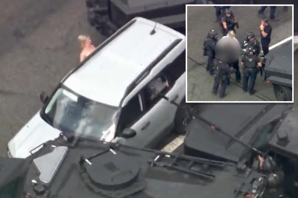 Cops arrest naked woman after four-hour standoff in Los Angeles with dog in car