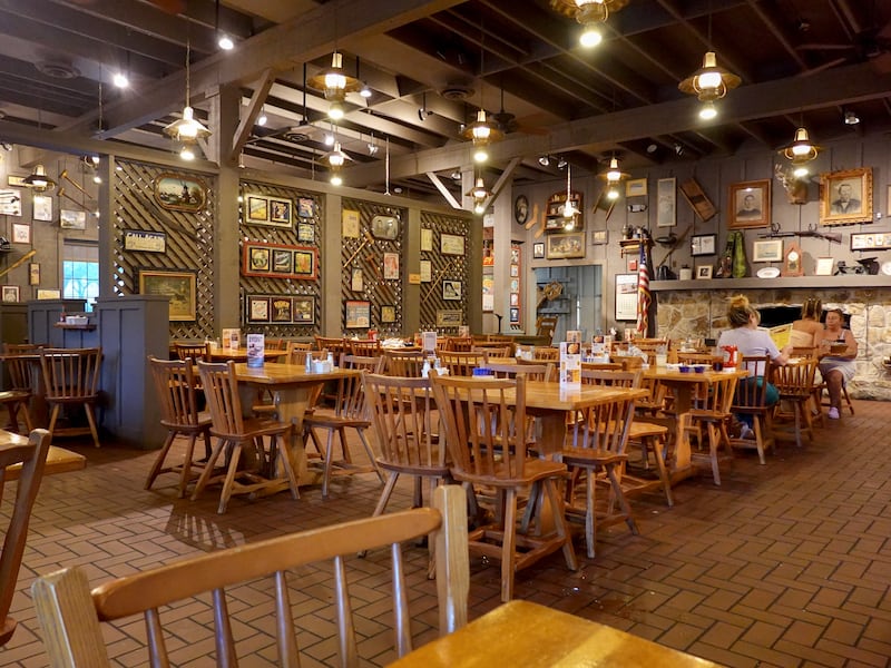 Customers enjoy food at a Cracker Barrel restaurant on August 27, 2025