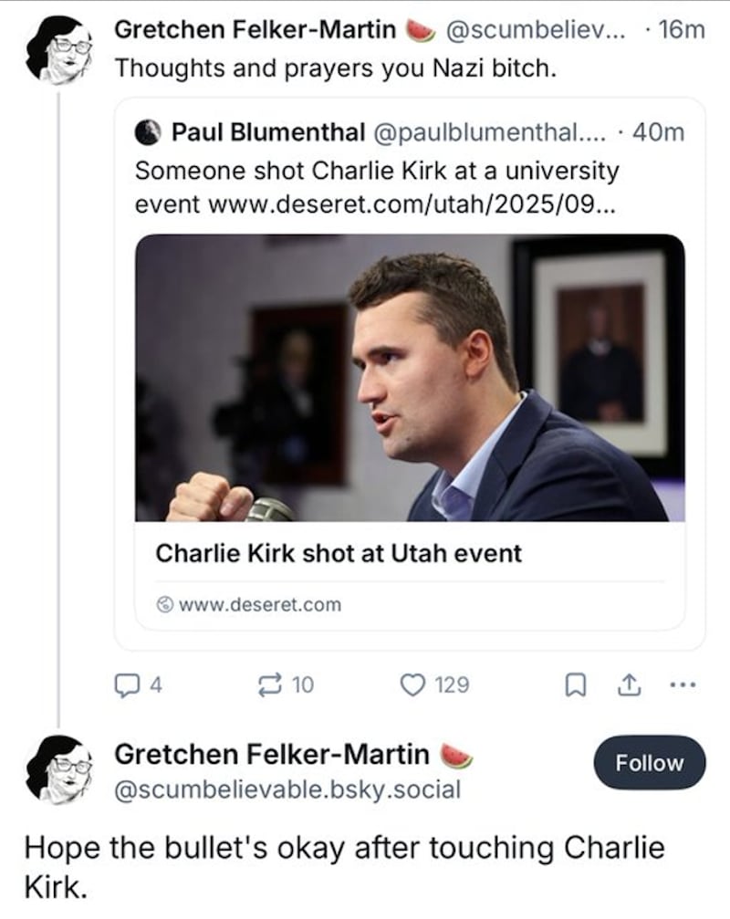 Screenshots of Gretchen Felker-Martin's Bluesky posts.