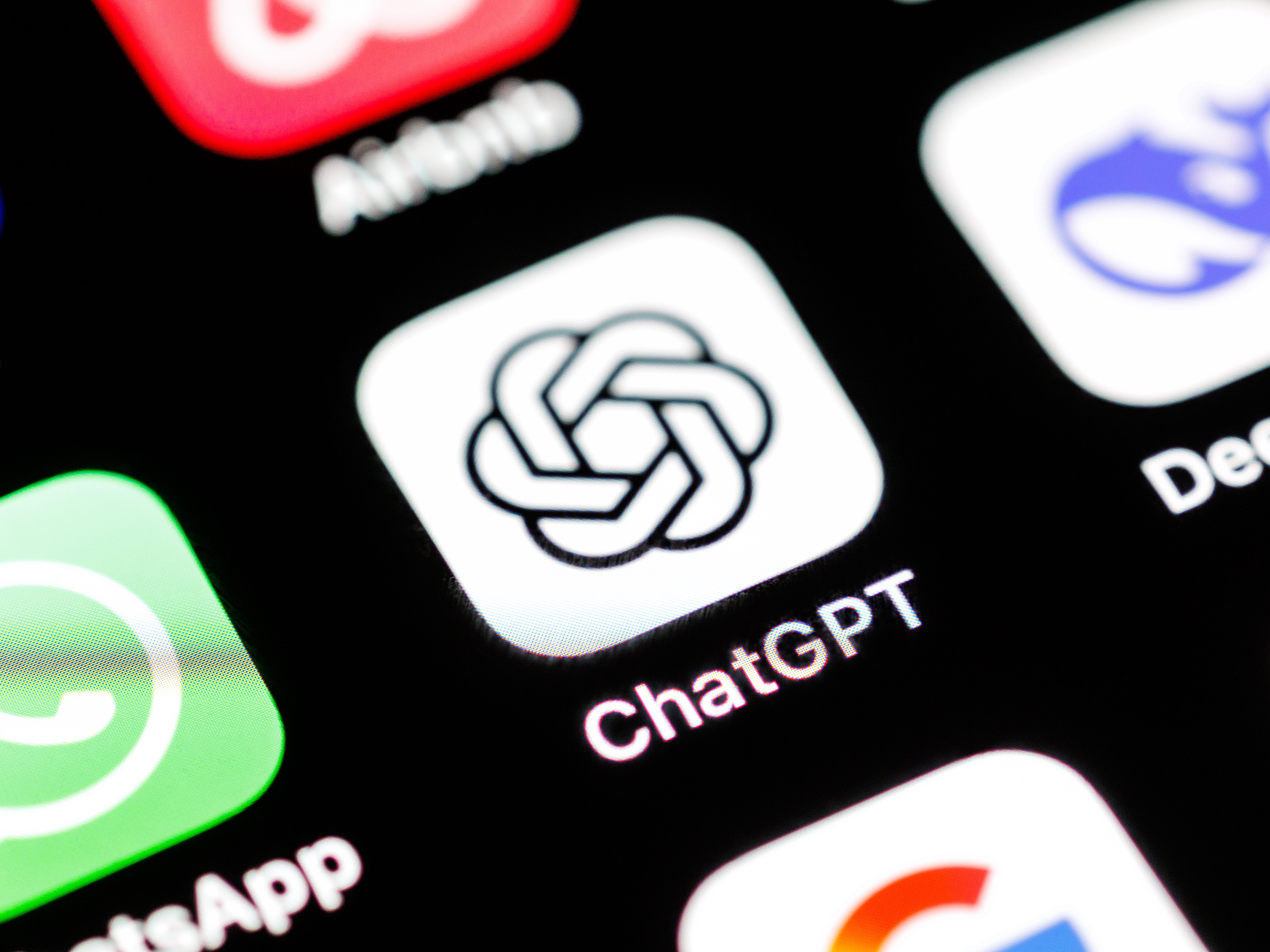 ChatGPT app on a mobile screen alongside Airbnb, WhatsApp, and DeepSeek.