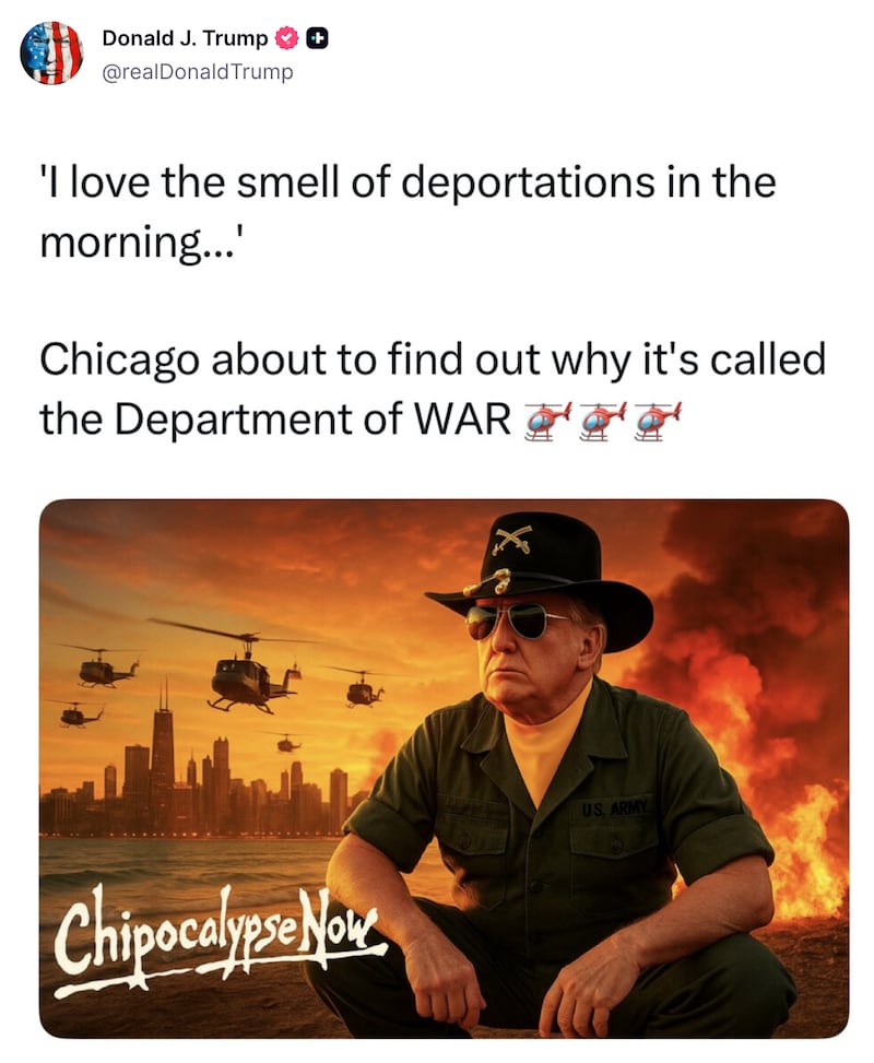 Trump's Apocalypse Now-themed threat of war against Chicago