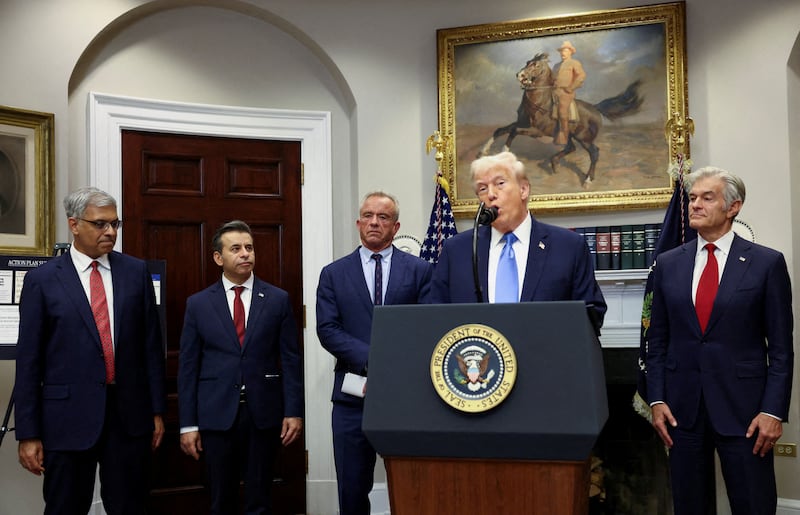 Trump on Monday asserted a link between autism and childhood vaccines and the use of popular pain medication Tylenol for pregnant women and children, claims which are not backed by decades of science.
