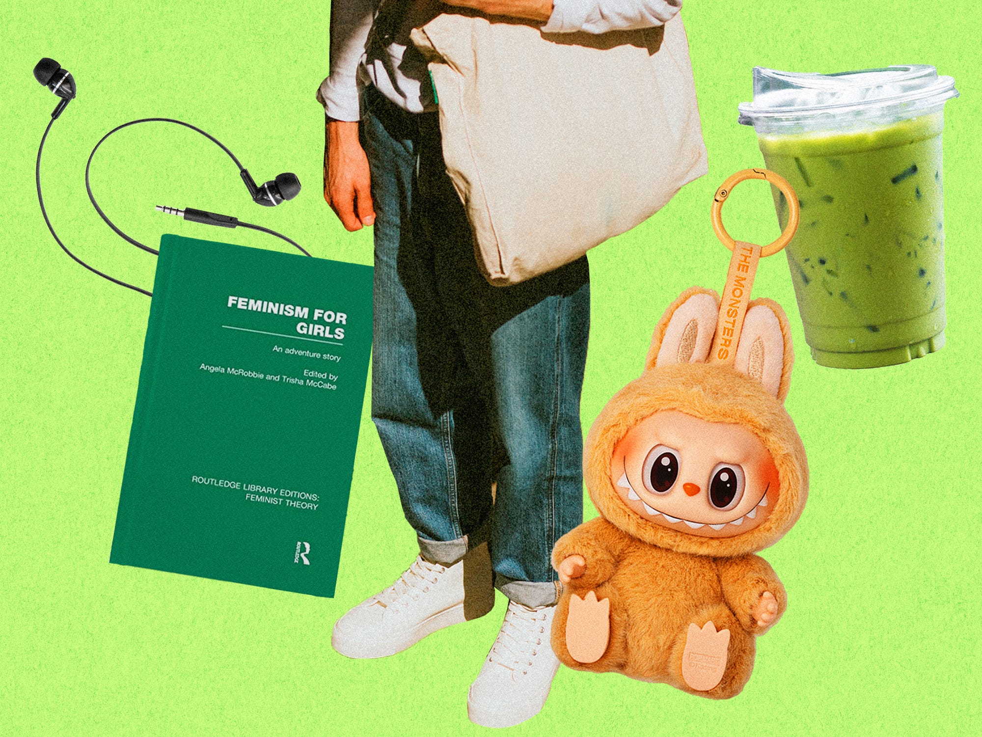 A photo collage of items that define a "Performative Man"