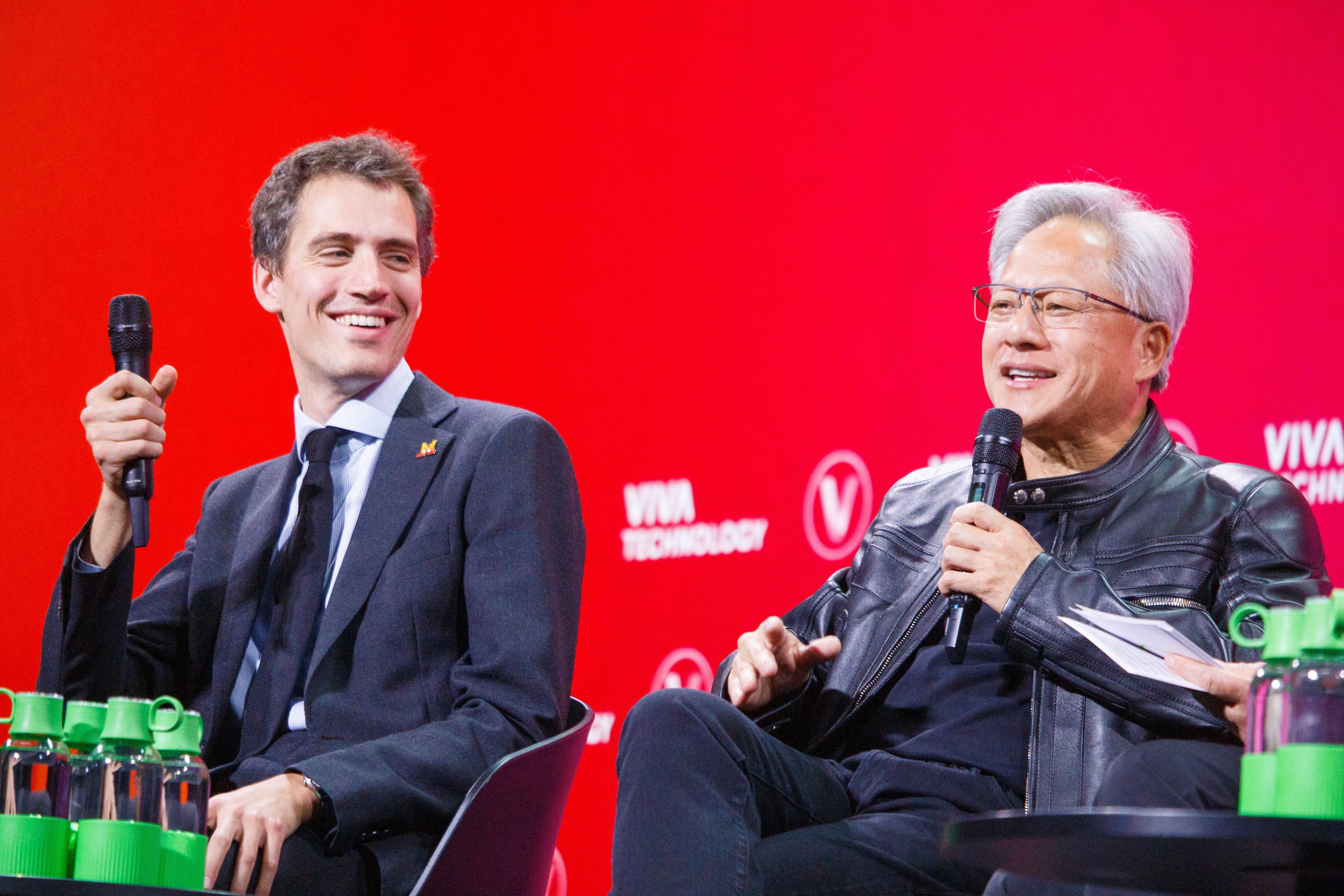 Arthur Mensch and Jensen Huang