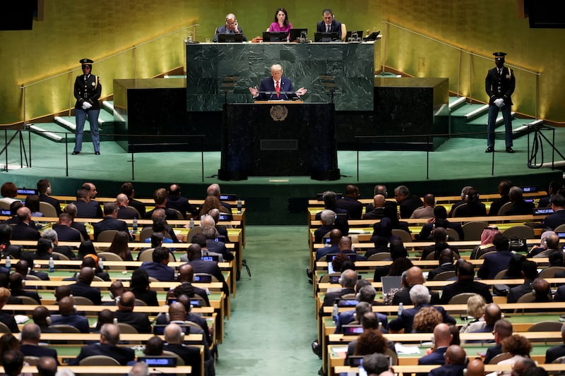 Trump complained about the escalator and the teleprompter at the UN during a rambling speech in which he called global warming a "con job."