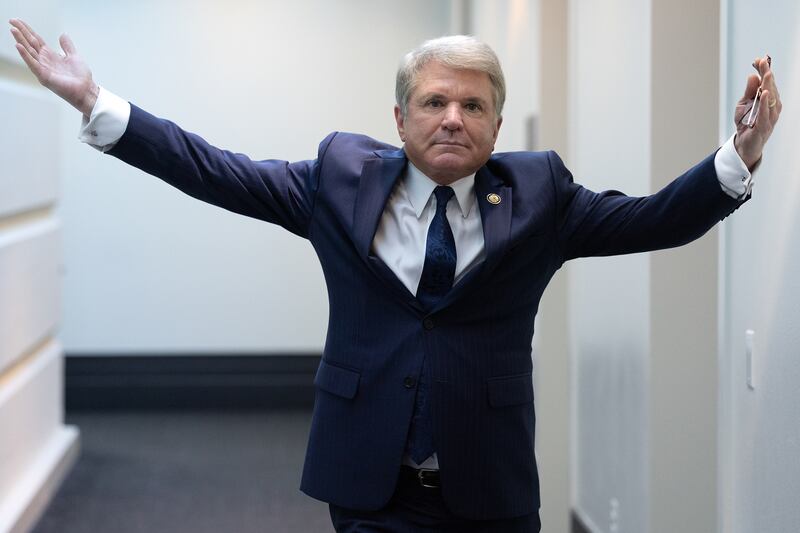 WASHINGTON, DC - MARCH 11: Rep. Michael McCaul (R-TX) departs a House Republican Conference meeting at the U.S. Capitol on March 11, 2025, in Washington, DC. Republicans met ahead of the House vote on a continuing resolution that will provide a six-month funding extension and avert a government shutdown. (Photo by Win McNamee/Getty Images)