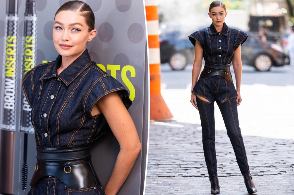 Gigi Hadid debuts daring denim-on-denim look with thigh slits in SoHo