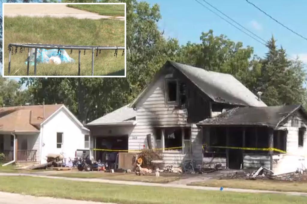 Heoric construction workers resuce family from burning home, save trapped boy using trampoline