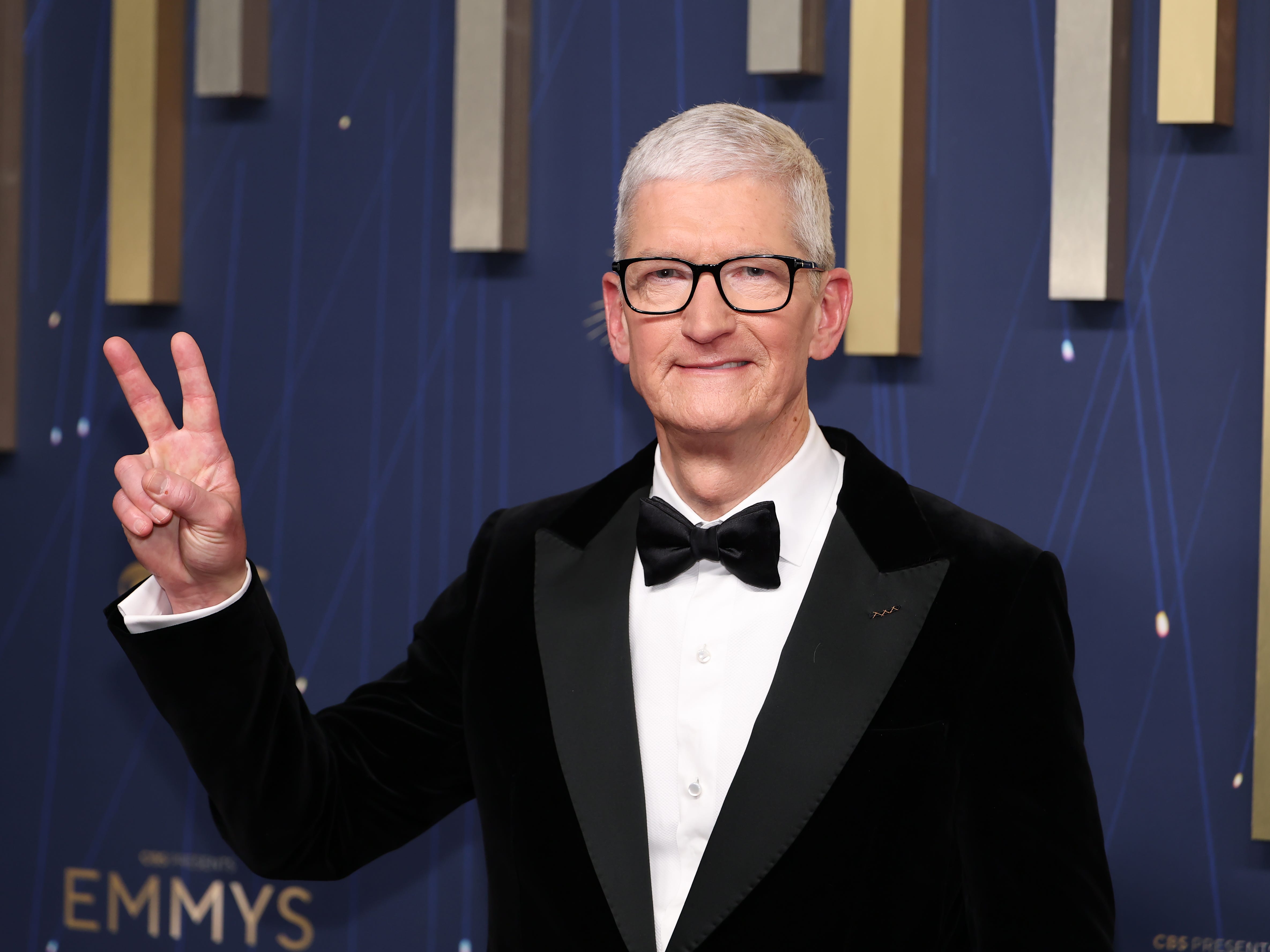 Tim Cook on the red carpet at the 77th Primetime Emmy Awards at the Peacock Theater in Los Angeles.