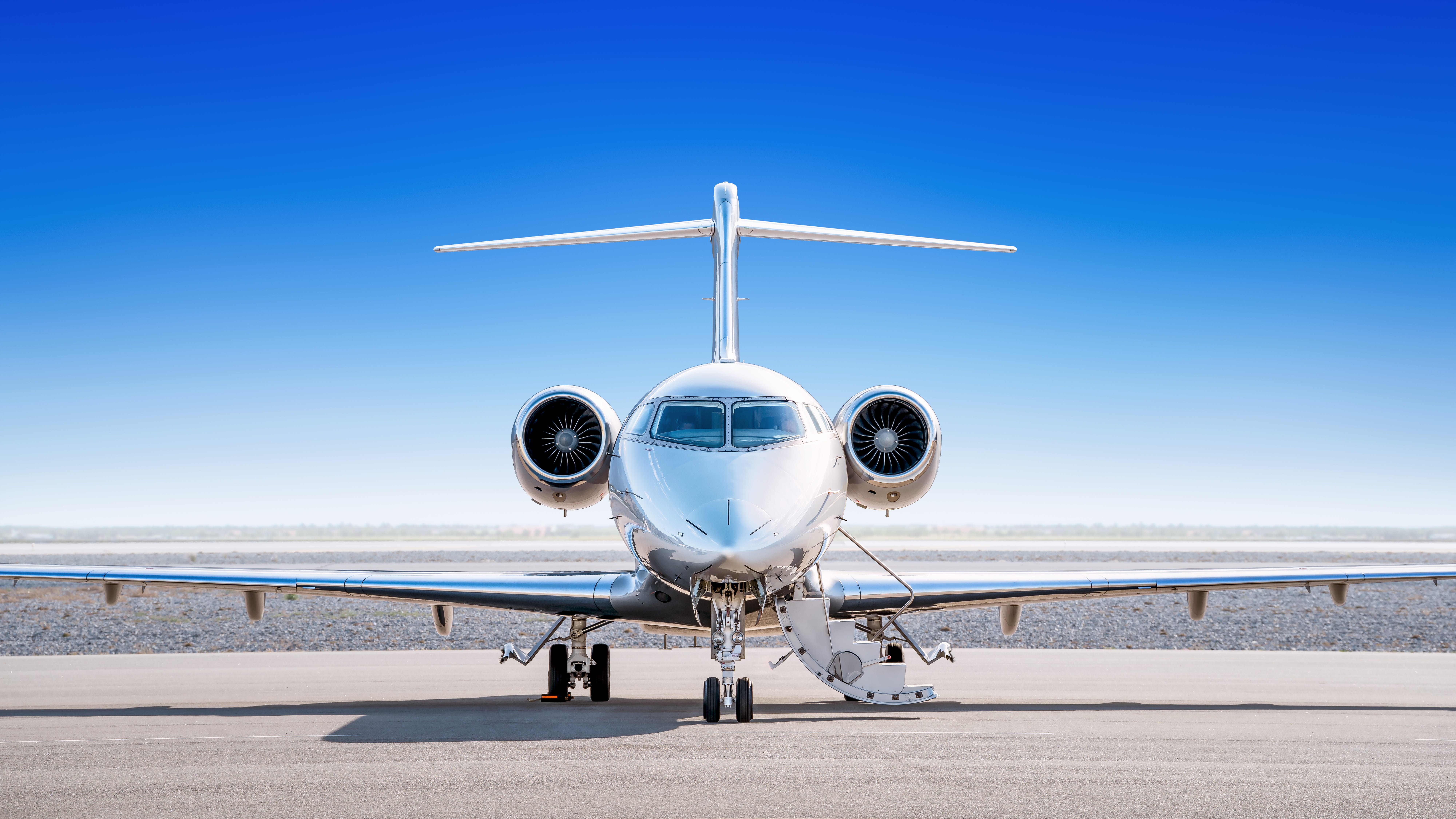 A private jet on a runway