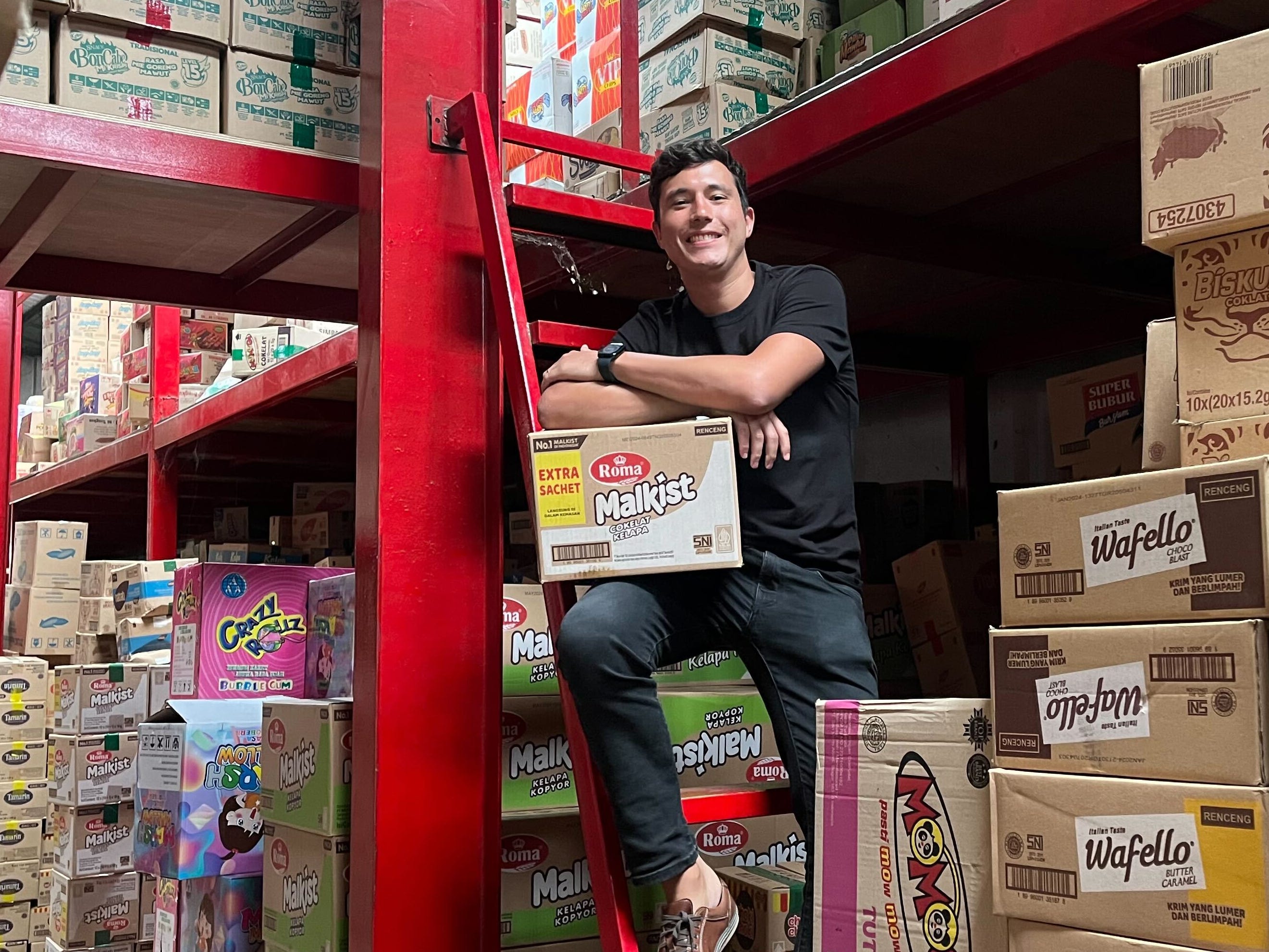 Yann Schuermans at a warehouse in Jakarta, Indonesia.