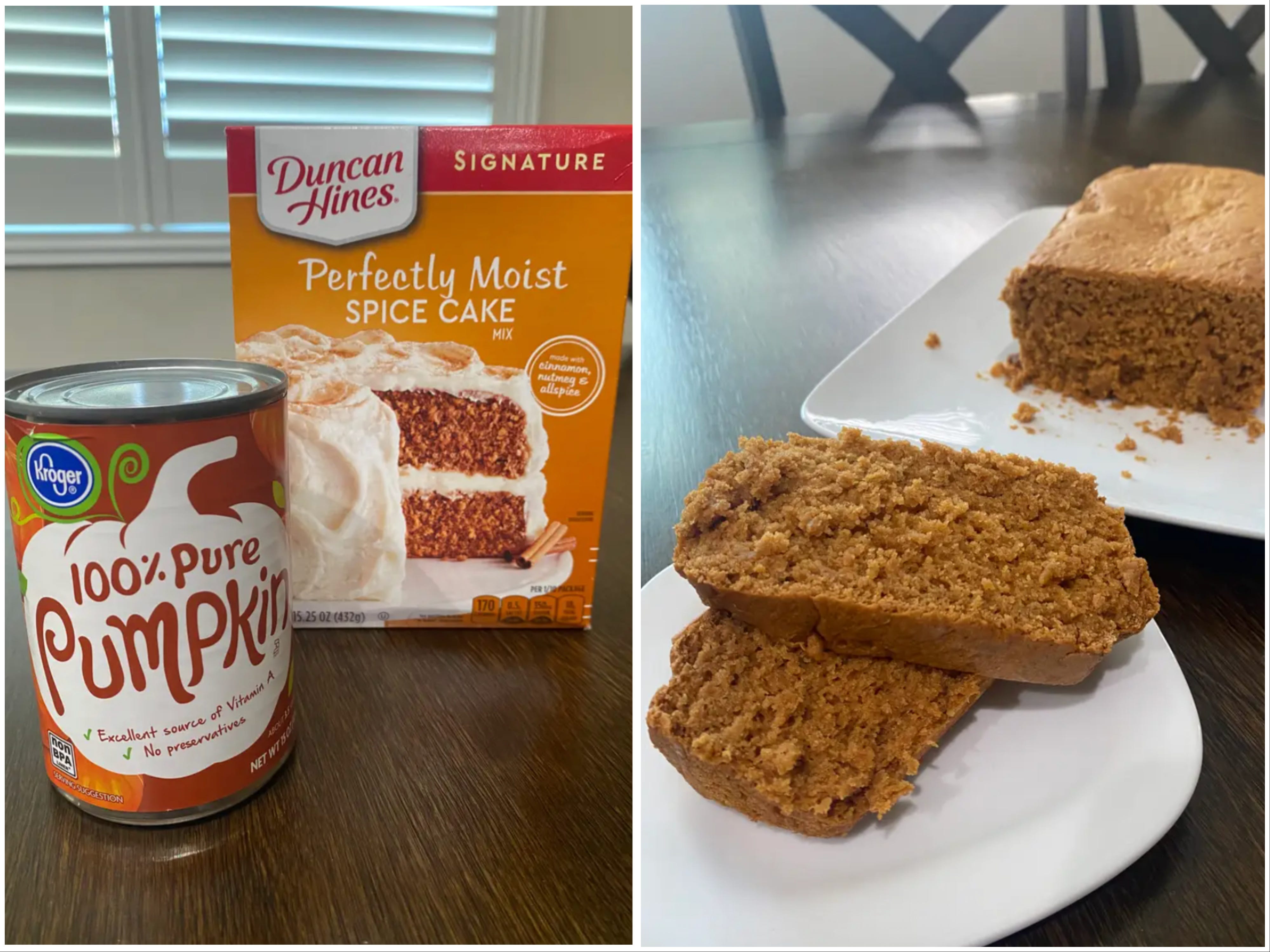 Two-ingredient pumpkin loaf.