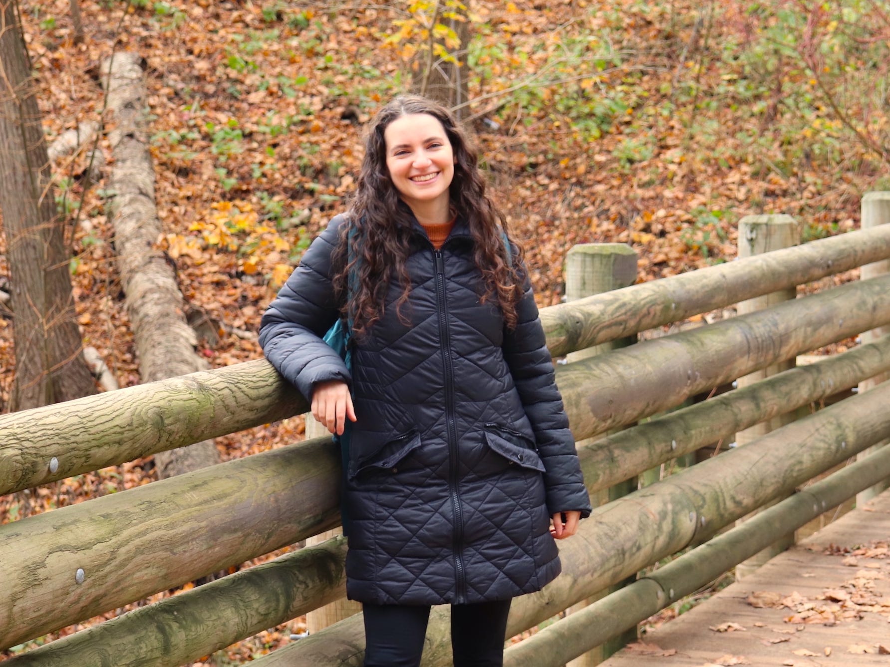 Talia Lakritz exploring Seven Bridges Trail in Milwaukee, Wisconsin.