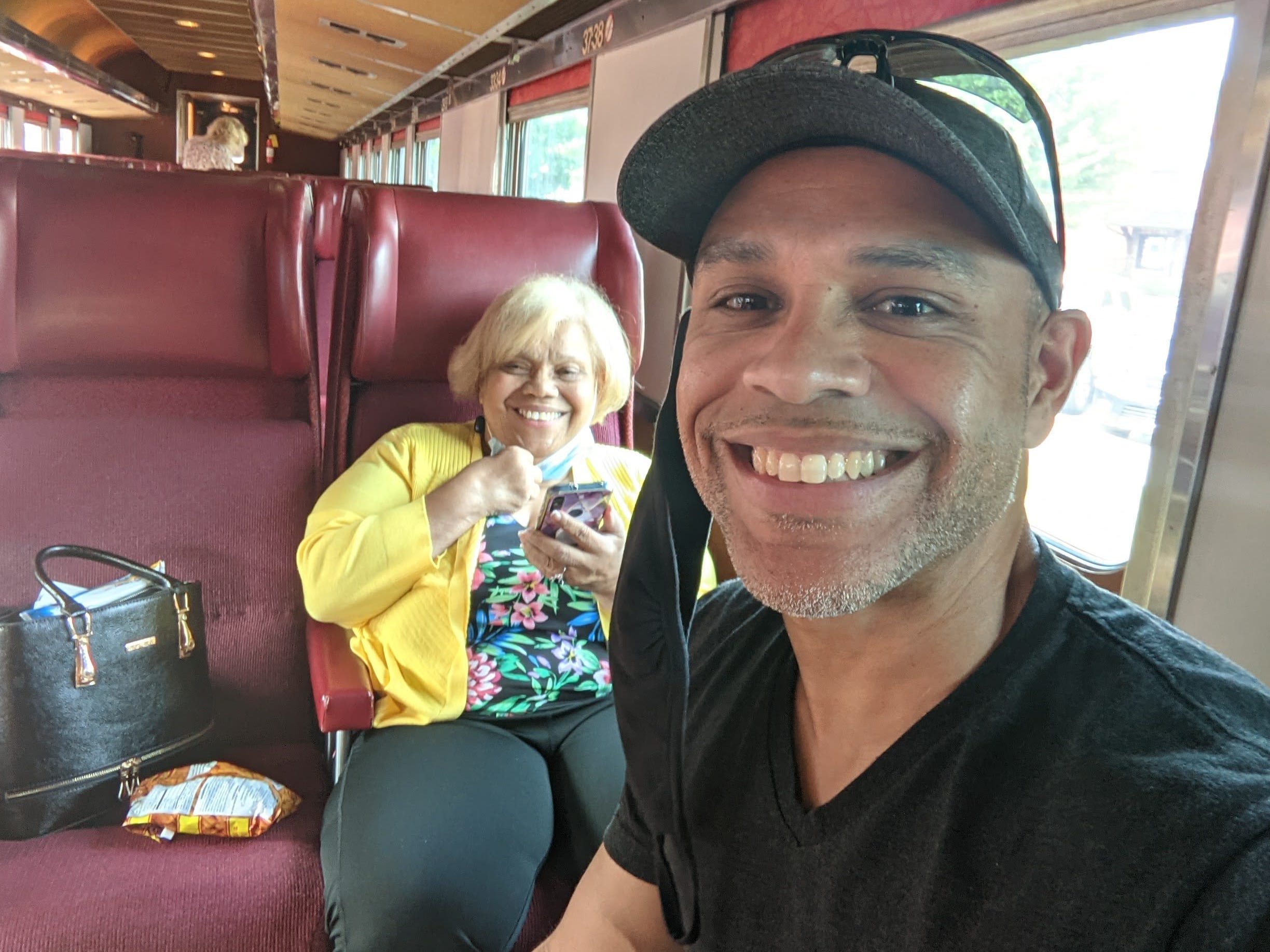 Juan Cruz Jr. and his mother on a trip together.