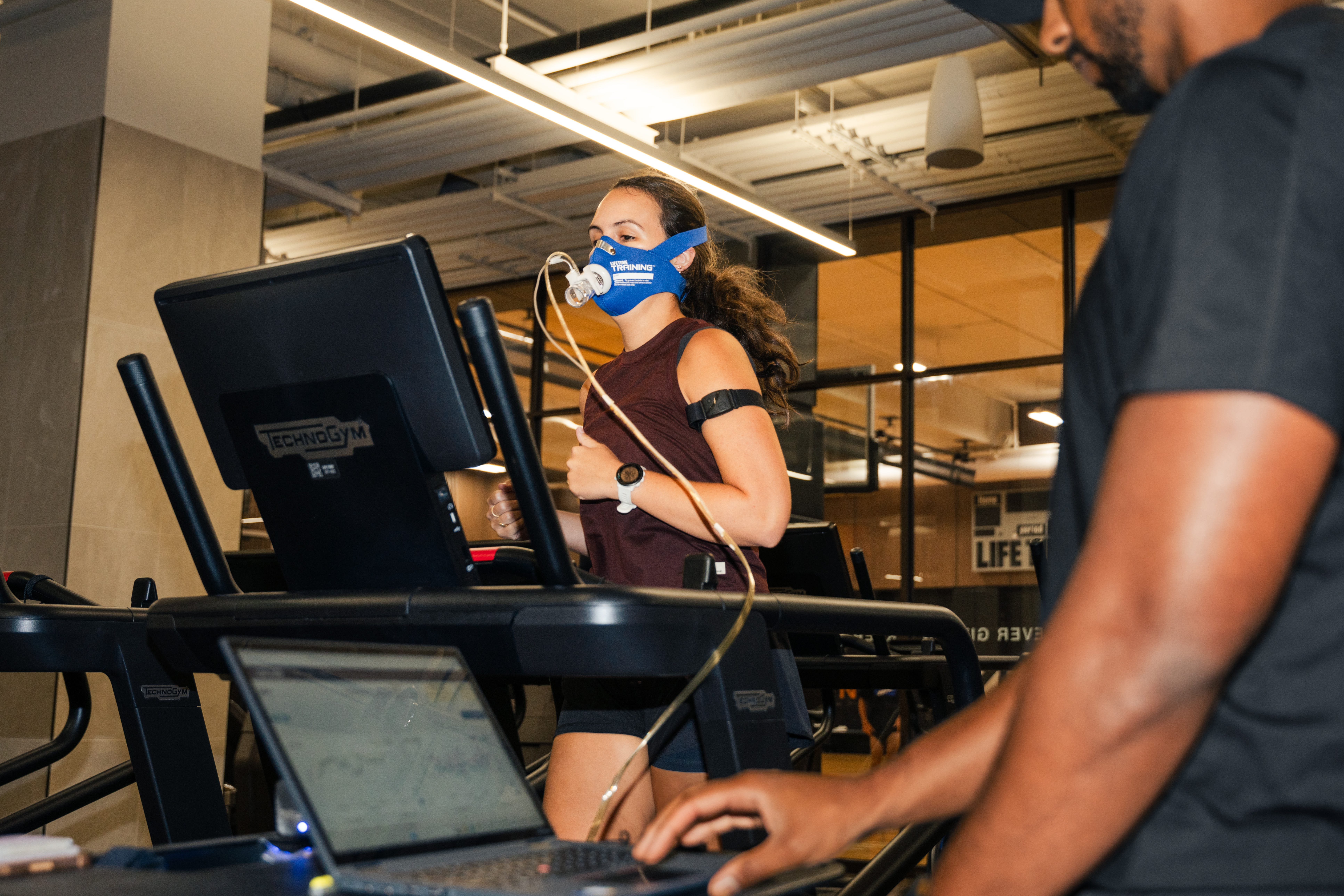 The author is running on a treadmill