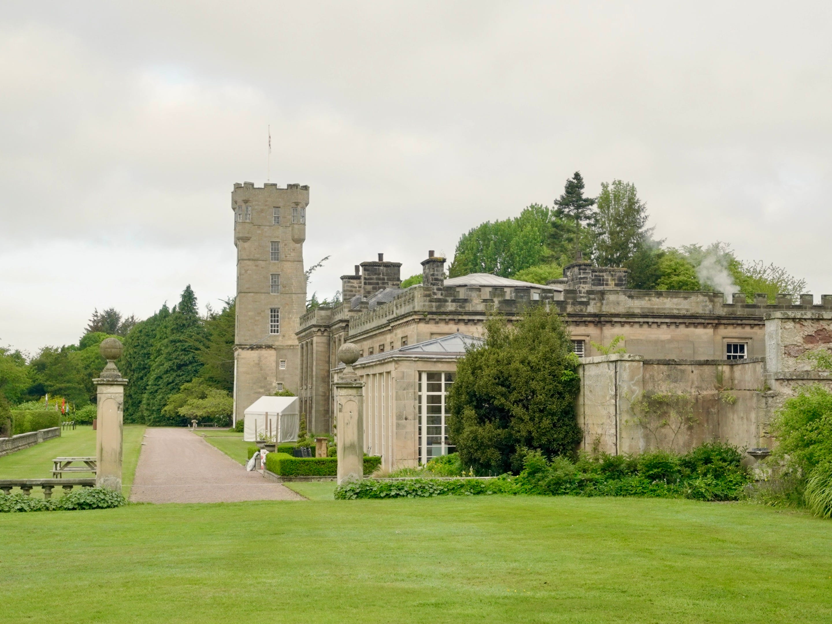 The exterior of Gordon Castle in Scotland.