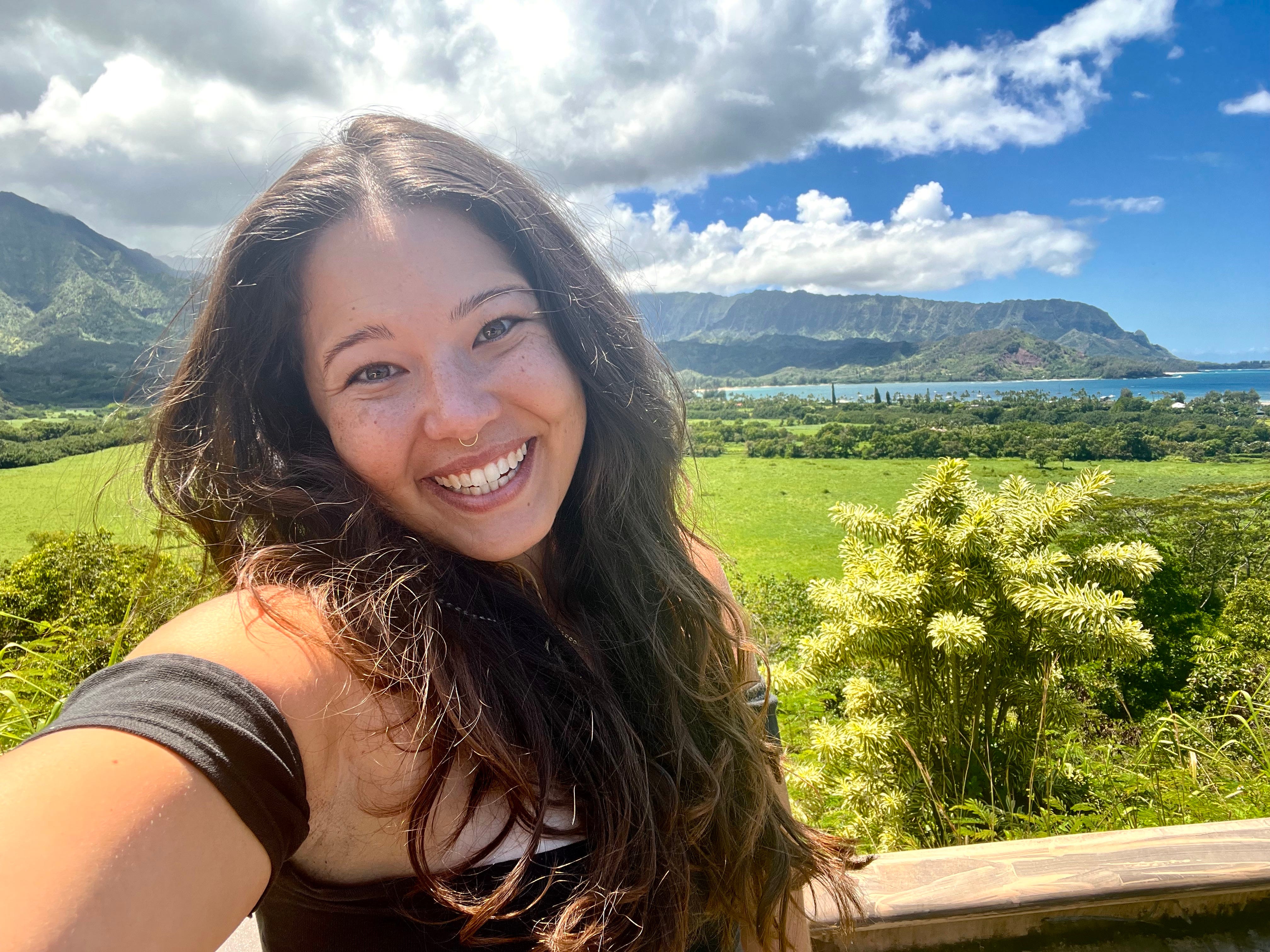 Author Ashley Probst smiling in selfie in Hawaii