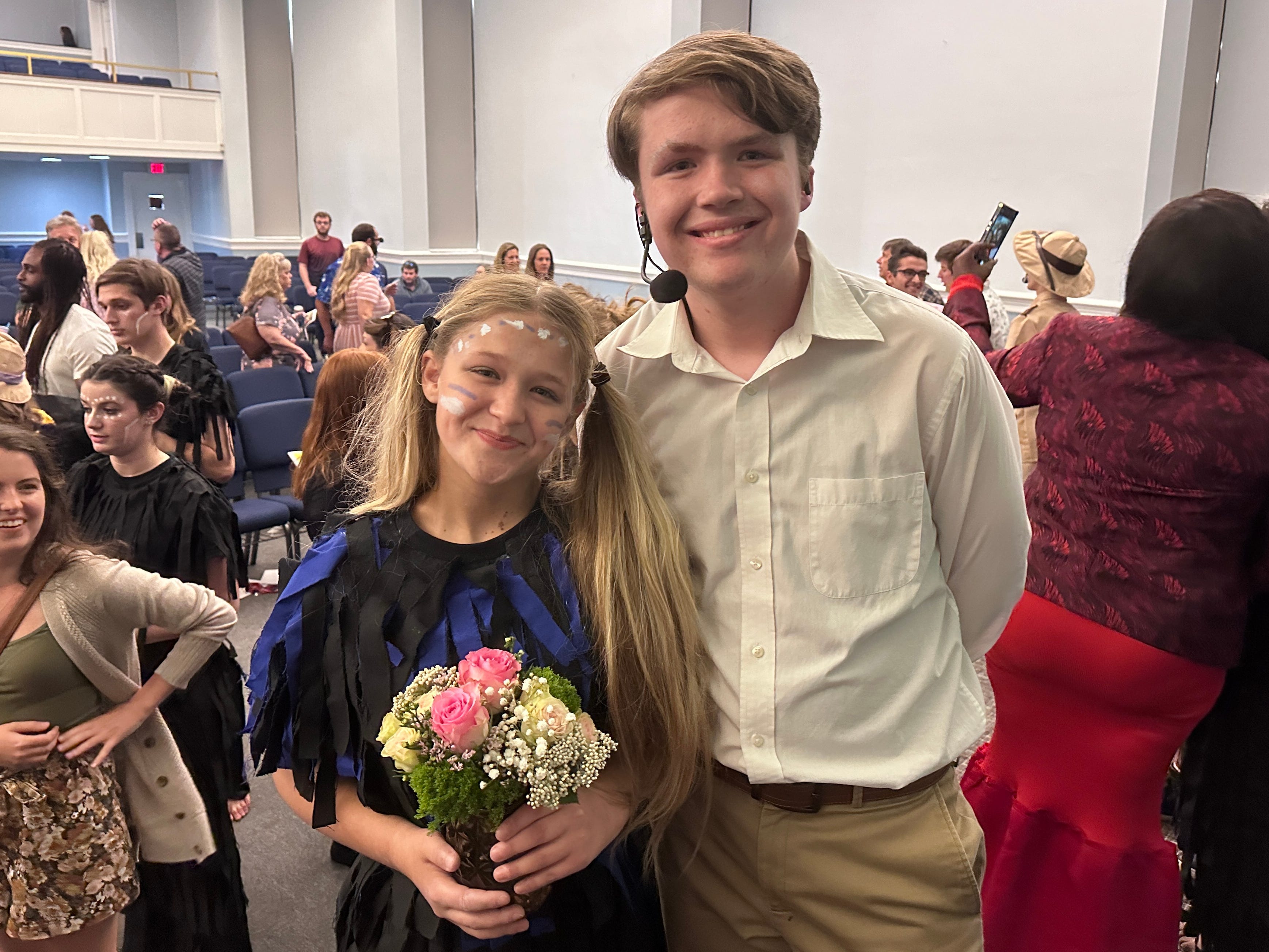 The author's kids after participating in a group theater performance.
