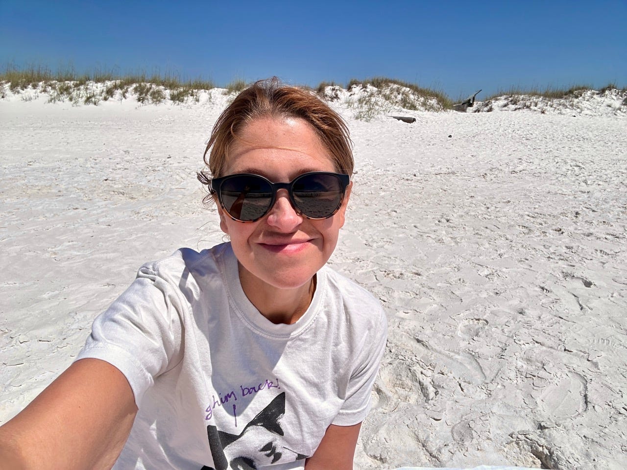 Author Terri Peters taking selfie at Panama City Beach