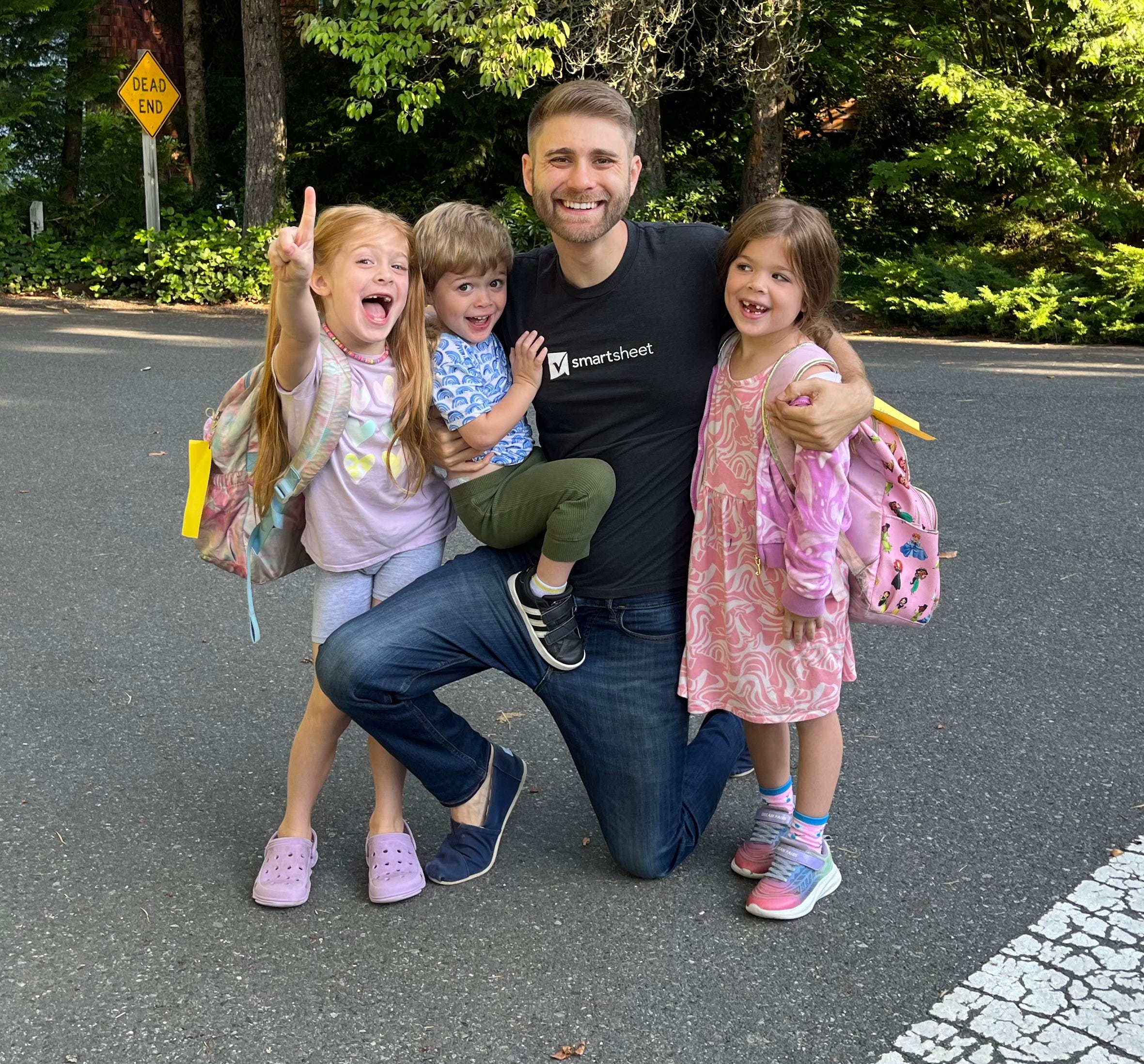 Dad and three kids