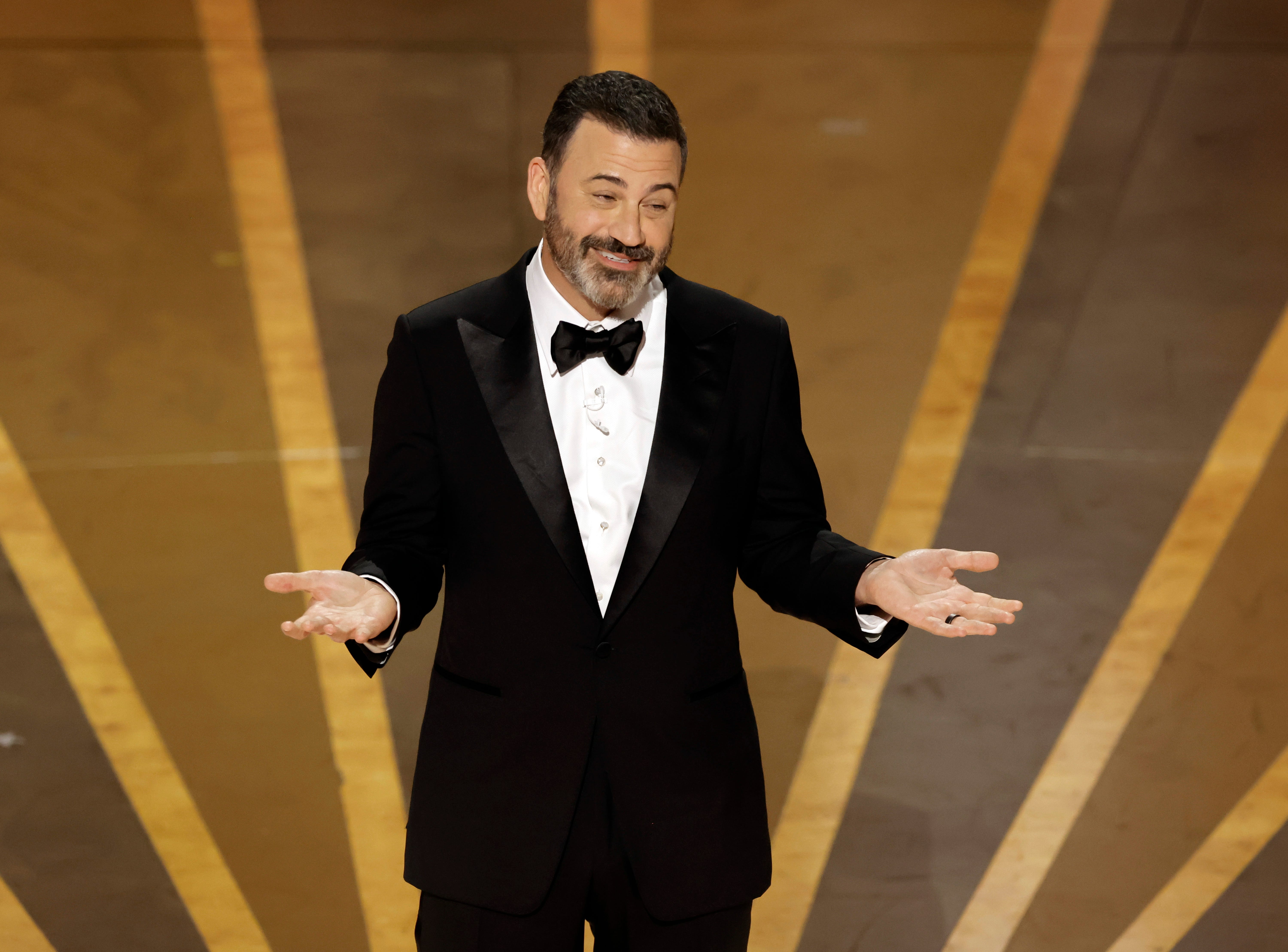 Host Jimmy Kimmel speaks onstage during the 95th Annual Academy Awards at Dolby Theatre on March 12, 2023 in Hollywood, California.