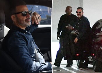 Jimmy Kimmel pictured smirking, visiting his lawyer’s office after late-night show suspension