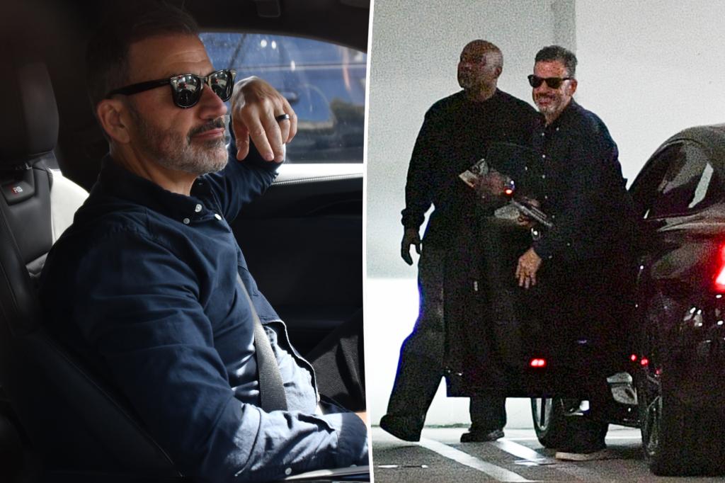 Jimmy Kimmel pictured smirking, visiting his lawyer’s office after late-night show suspension