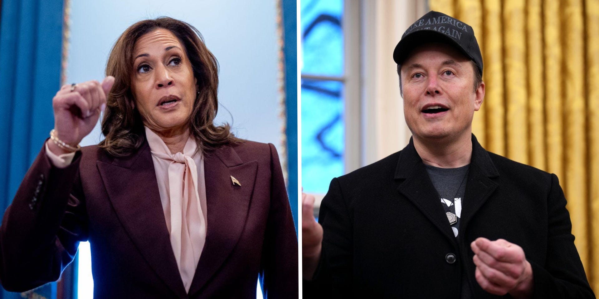 Kamala Harris and Elon Musk
