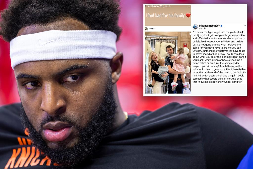Knicks center Mitchell Robinson slams critics, defends remarks expressing condolences to Charlie Kirk’s family