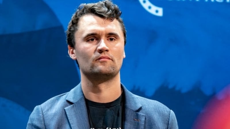 Conservative political activist Charlie Kirk, founder of Turning Point Action, speaks during a meeting on the campus of the University of Arizona in Tucson on October 17, 2024. Charlie Kirk's Turning Point Action, a conservative campaign group, is working extra hard to get Republican Donald Trump elected, and has hired thousands of canvassers to get out the vote.
