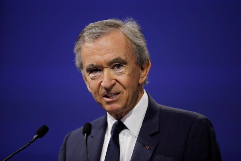 Bernard Arnault, Chairman and chief executive officer of LVMH Moet Hennessy Louis Vuitton SE, delivers a speech at the Viva Technology conference in Paris, France, June 16, 2017. REUTERS/Benoit Tessier