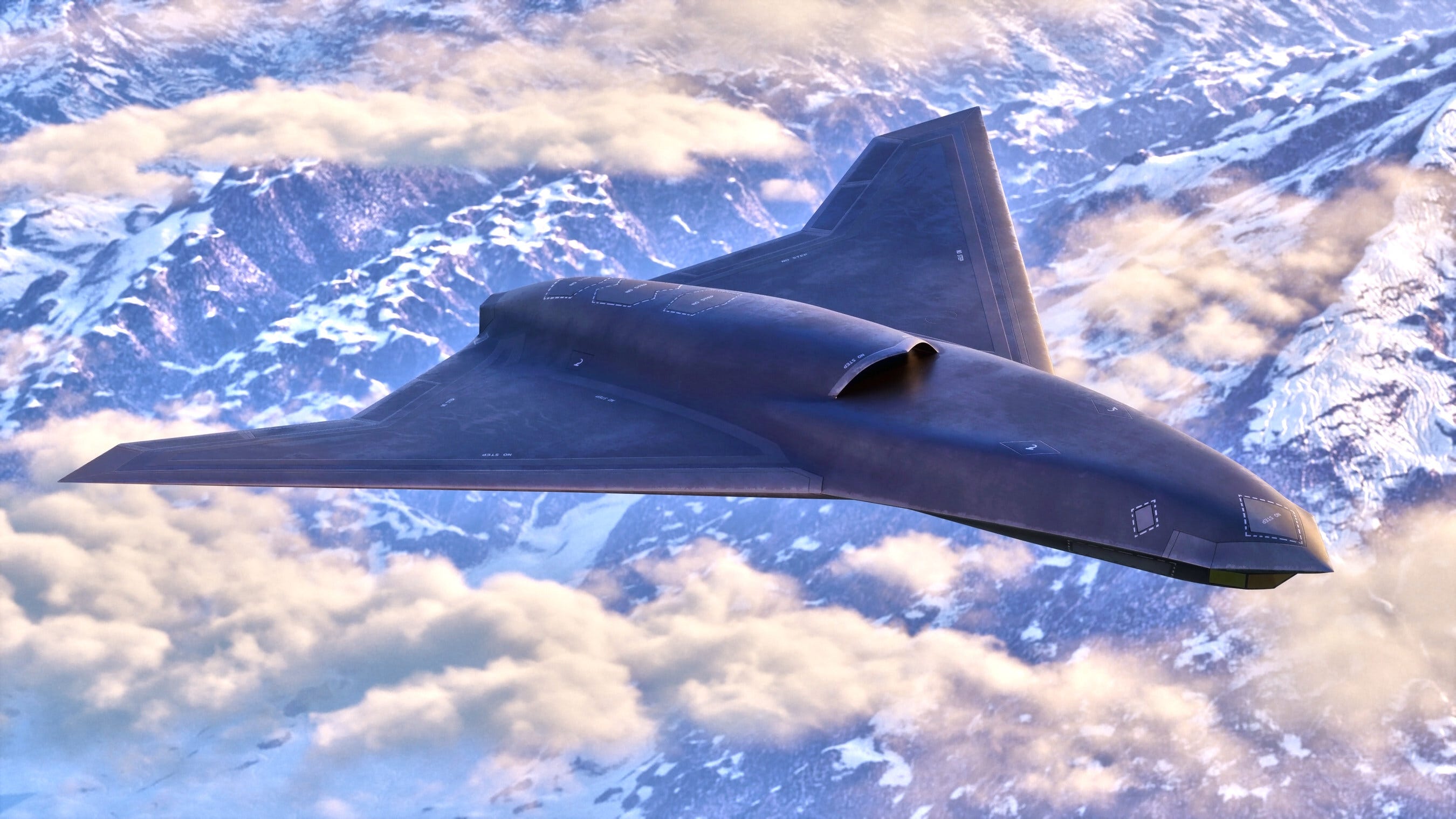 An artist's rendering of Lockheed Martin's newly announced Vectis aircraft, a Group 5 survivable and lethal collaborative combat aircraft.