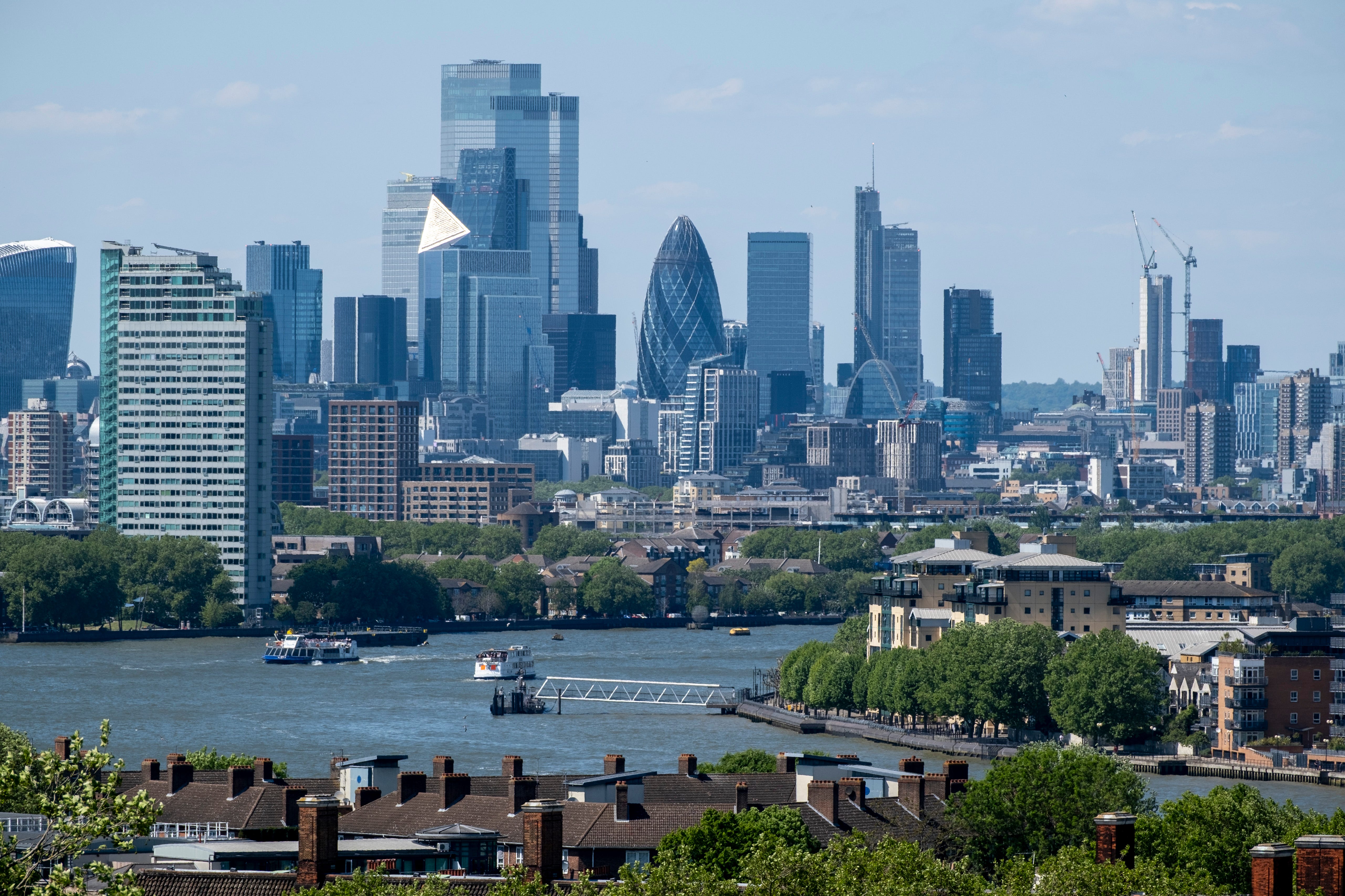 Skyline view of the City of London financial district on May 10, 2025.