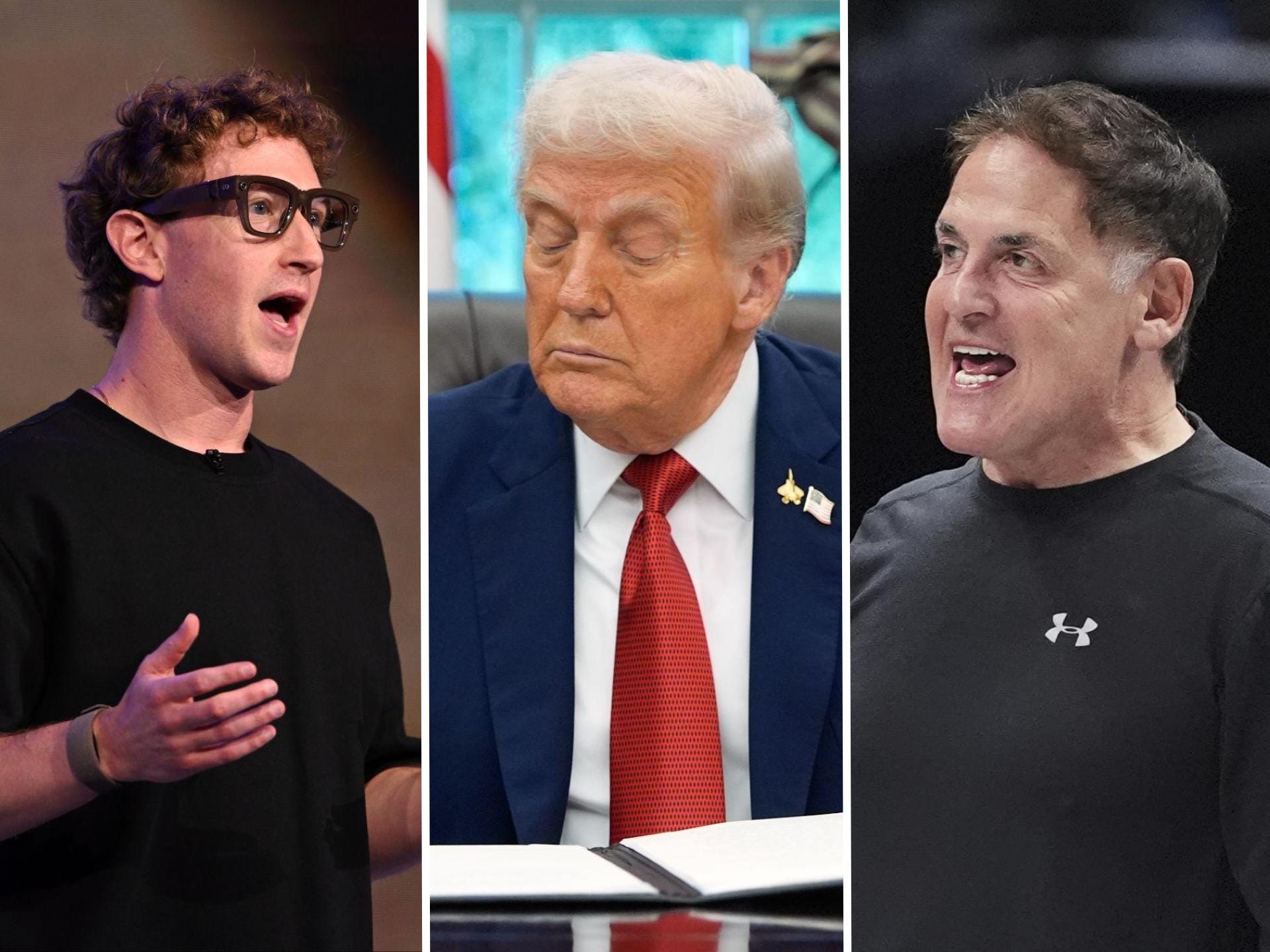 Mark Zuckerberg, Donald Trump, and Mark Cuban.