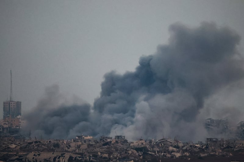 Smoke rises from Gaza, as seen from the Israeli side of the border, September 5, 2025