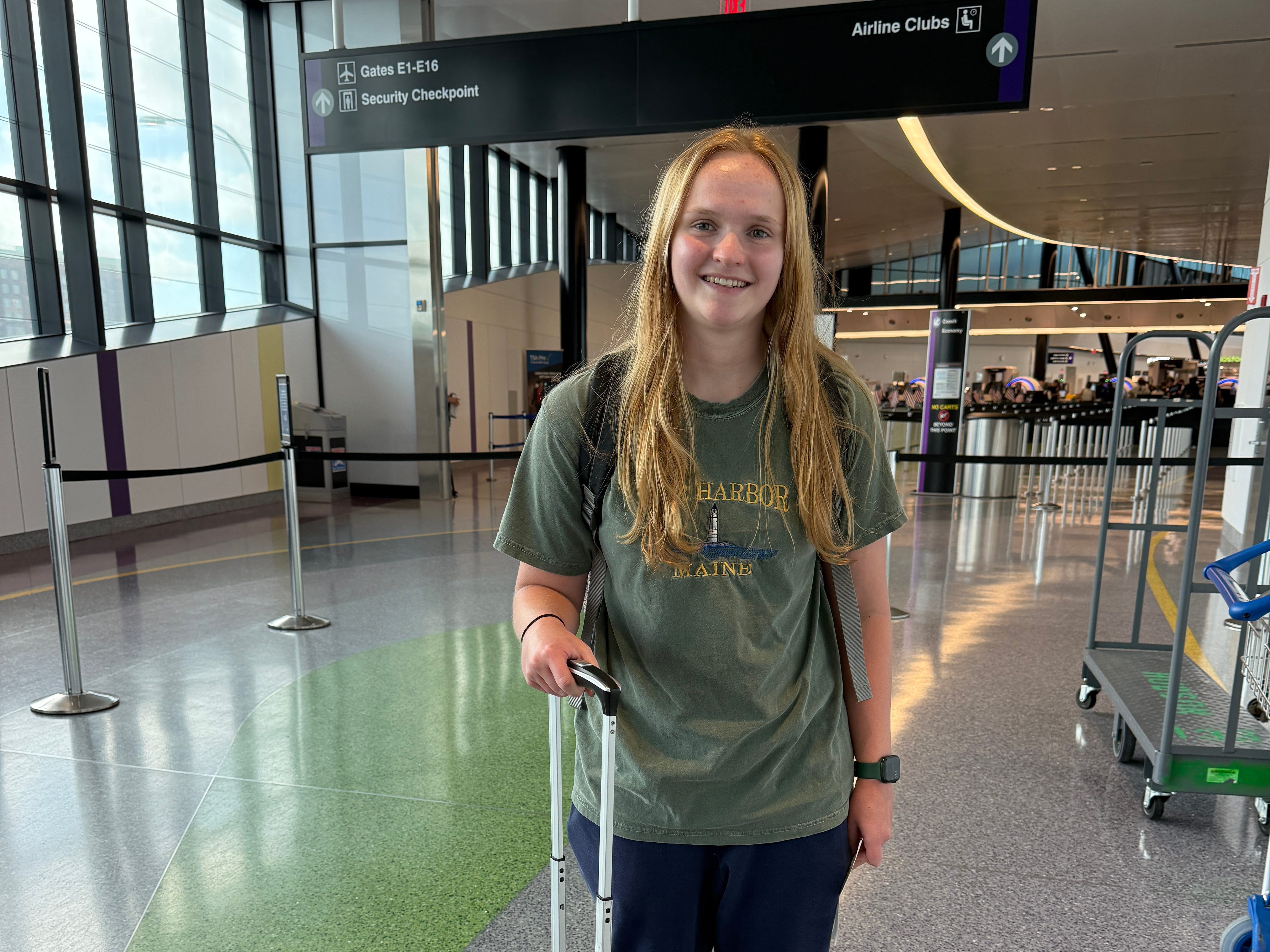 Cheryl Maguire's daughter at the airport heading to Rome