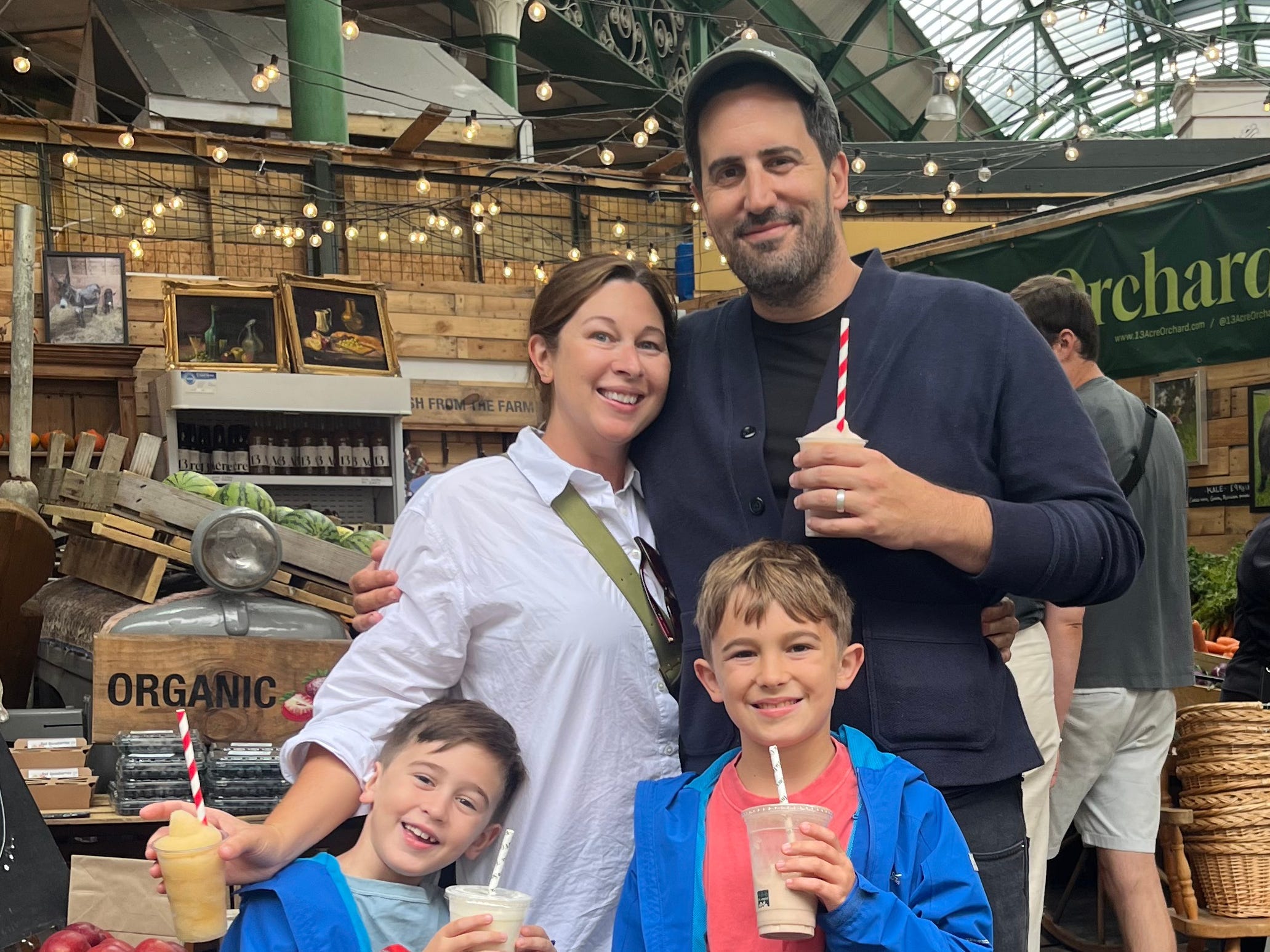 The author with her husband and their two kids at Borough Market in London.