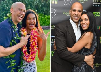 NJ Sen. Cory Booker gleefully announces engagement to Rosario Dawson look-alike girlfriend
