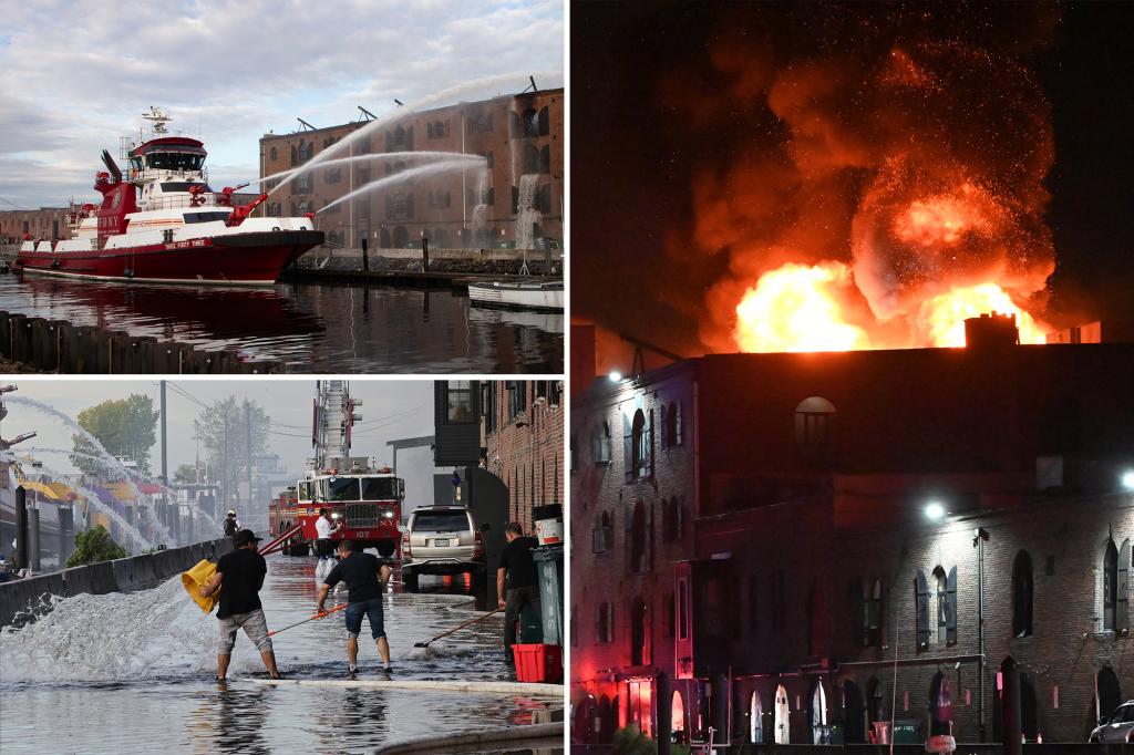 NYC warehouse built in 1870 gutted by fire as drones, fire boats and 250 FDNY battle blaze