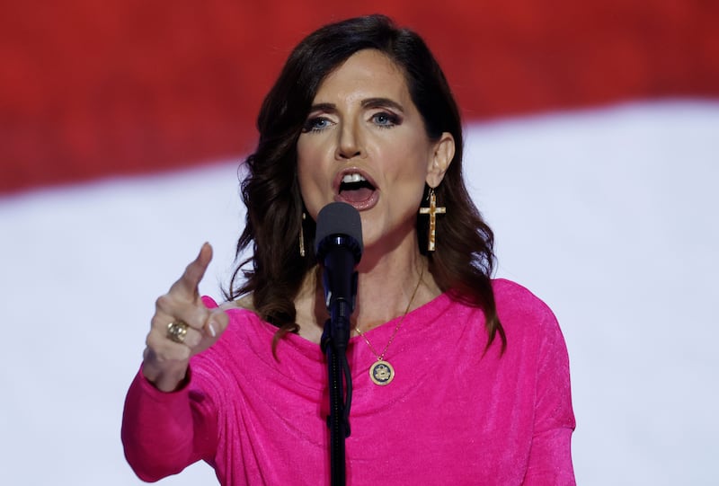 MILWAUKEE, WISCONSIN - JULY 17: U.S. Rep. Nancy Mace (R-SC) speaks on stage on the third day of the Republican National Convention at the Fiserv Forum on July 17, 2024 in Milwaukee, Wisconsin. Delegates, politicians, and the Republican faithful are in Milwaukee for the annual convention, concluding with former President Donald Trump accepting his party's presidential nomination. The RNC takes place from July 15-18. (Photo by Chip Somodevilla/Getty Images)
