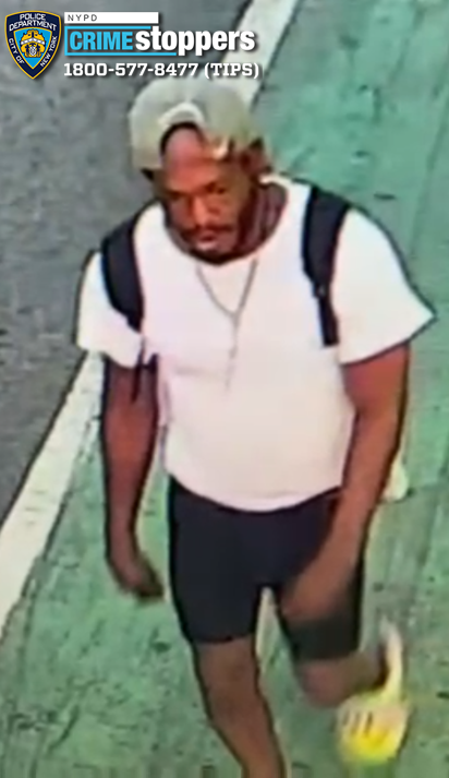 The brief clip, released by the NYPD Thursday, shows the brute suspected of slugging the doc on the northbound 1 train platform at 50th Street the evening of Aug. 9. 